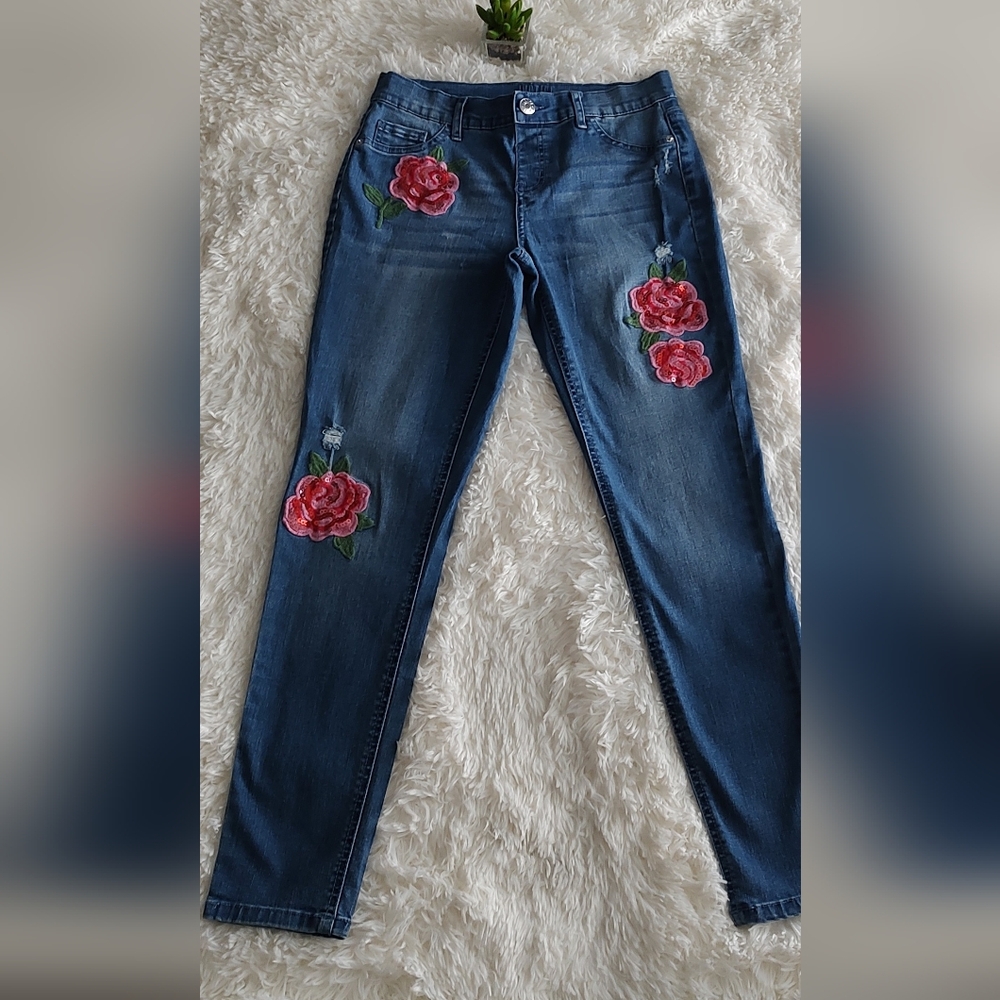 Justice Women's Blue Skinny Jeans Legging Pull On